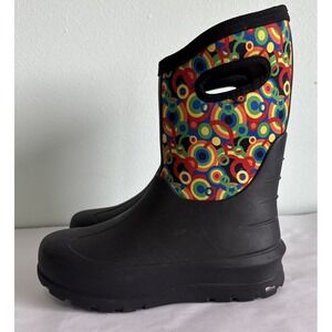 Bogs Neo-Classic Geo Circle Snow Boots Youth 5 Colorful  Pull On Handles